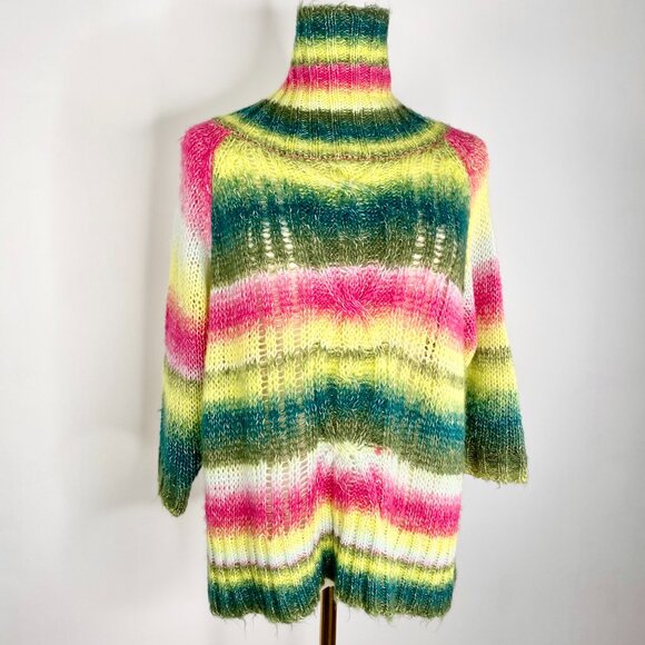 UnionBay - Pink + green cable knit sweater - Picture 4 of 8